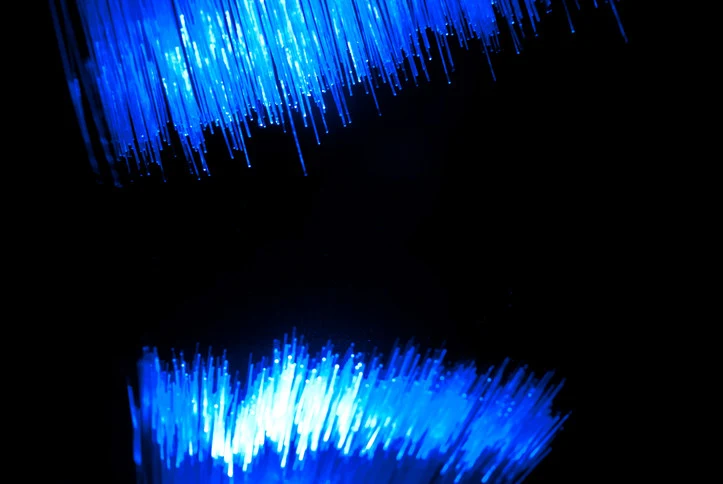 Blue illuminated optical fibers